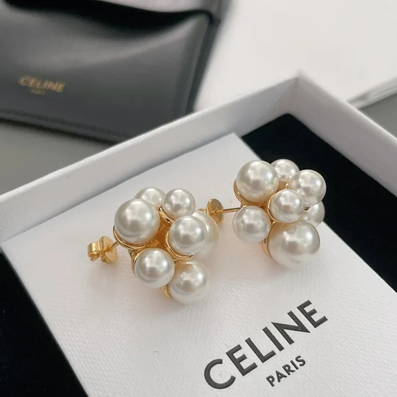 CELINE [Colored Bead Flower Earrings] Vintage Model